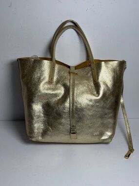 Tiffany & Co. Reversible Tote Bag Metallic Gold Leather/Mustard Suede